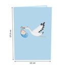 Carte de Naissance "Stork and Baby" blue