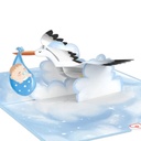 Carte de Naissance "Stork and Baby" blue