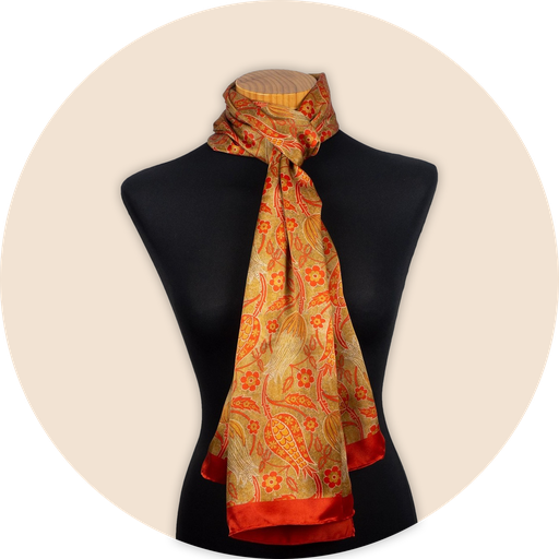 [US0068] Foulard en soie imprimé floral