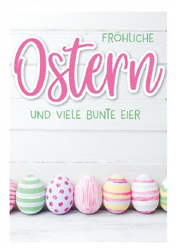 [US0133] Carte de voeux Pâques "Oeufs colorés"