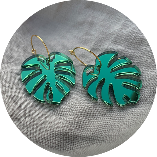 [US0198] RAMBAZAMBA Boucles d'oreilles "Monstera"