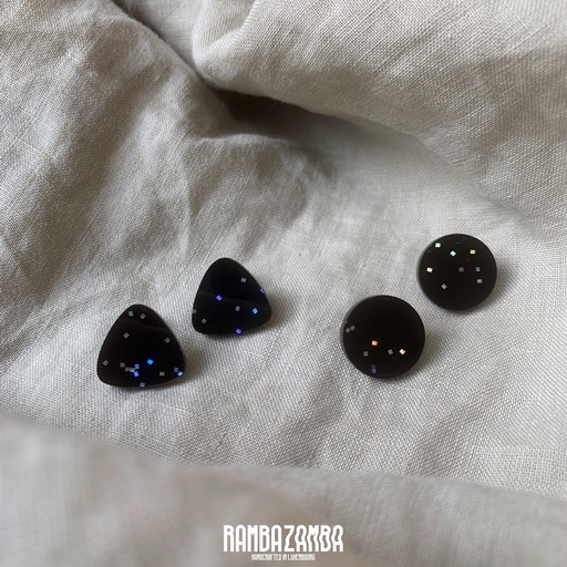 [US0245] Boucles d'oreilles "MINI SET black confetti sprinkles"